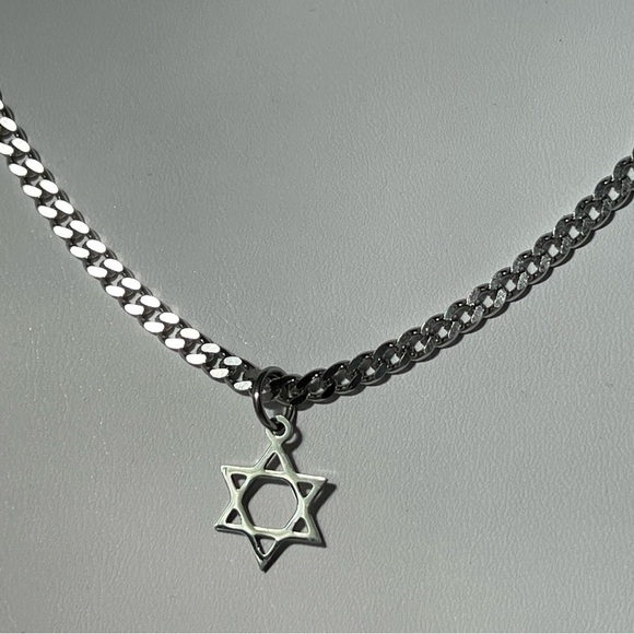 STAR of David Curb Link Stainless Steel Necklace - Picture 3 of 11